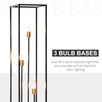 HOMCOM Modern Floor Lamp, 3-Light Freestanding Lamp for Living Room, Bedroom, and Office, Black(m-5)