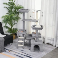 PawHut Multi-Level Plush Cat Tree Tower Activity Condo with Sisal Scratching Posts, Elevated Perch &  Inside Sleep Space(m-4)