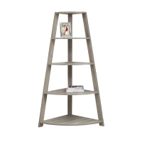 Monarch 60" Wood Grain-Look 5-Tier Corner Accent Display Bookcase - Dark Taupe Finish(m-1)