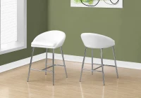 Monarch 2 Piece Modern PU Leather Padded Seat Chrome Legged Counter Height Barstool Chair Set - White(m-2)