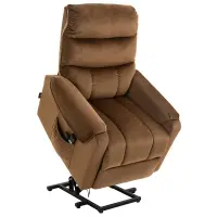 HOMCOM Power Lift Chair, Velvet Touch Upholstered Recliner Chair for Elderly with Vibration Massage, Remote Control, Side Pockets, Brown(m-1)