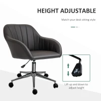 Vinsetto Mid Back Home Office Chair Computer Desk Chair with PU Leather, Adjustable Height, Swivel Wheels for Study, Bedroom, Brown(m-4)