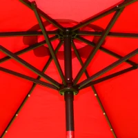 Outsunny 9' Solar LED Patio Outdoor Umbrella for Garden and Market, Sunshade, Beach Parasol Steel, Wine Red(m-5)