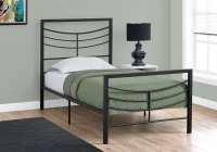 Monarch 41" Contemporary Curved Horizontal Slat Metal Bed Frame - Twin Size - Black Finish(m-2)