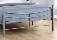 Monarch 56" Contemporary Curved Horizontal Slat Metal Bed Frame - Full Size - Silver Finish(m-3)