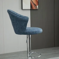 HOMCOM Bar Stool Set of 2 Adjustable Height PU Leather Upholstered Swivel Counter Chairs with Backrest, Footrest, Blue(m-8)