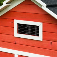 PawHut 82" Chicken Coop Wooden Rabbit Hutch Small Animal Habitat Hen Ducks House with Run Nesting Box Waterproof Roof, Red(m-9)