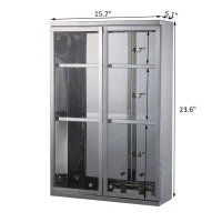 HOMCOM Vertical 24" x 16" Stainless Steel Bathroom Wall-Mounted Glass Medicine Cabinet(m-3)