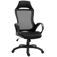 Vinsetto Executive Racing Chair Rocking Chair Adjustable Padded Seat with Wheels Black(m-2)