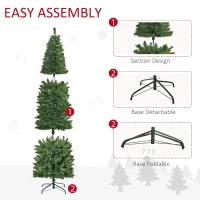 HOMCOM 7.5ft Unlit Slim Fir Artificial Christmas Tree with Realistic Branches, Holiday Indoor Decoration with 1075 Tips(m-5)