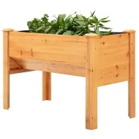 Outsunny 48" Raised Garden Bed with Hooks, 660lb Capacity Wood Elevated Planter Box with Water Draining and Liner, Funnel Design for Backyard Patio to Grow Vegetables, Herbs, Flowers, Natural(m-1)