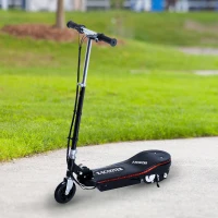 Qaba 120W 33.9"-37.8" Folding E-Scooter Battery Powered Kids Bike w/ Led BK(m-1)