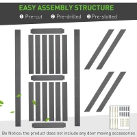 HOMCOM 7' H x 3.5' W Sturdy Sliding Barn Door, Unfinished Solid Spruce Wood Frame with Pre-Drilled Holes - Grey(m-7)