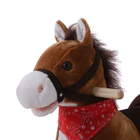 Open Box Qaba Kids Plush Toy Rocking Horse Ride on with Realistic Sounds and Tail with Red Scarf(m-7)