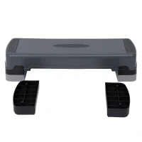 Soozier 35” Adjustable Aerobic Platform Stepper with Risers 6” 8” 10” Cardio Fitness Trainer Workout Step, Black Grey(m-1)