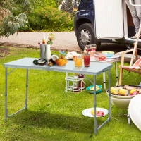 Outsunny 47" Aluminum Lightweight Portable Folding Easy Clean Camping Table with Carrying Handle(m-9)