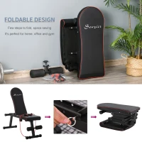 Soozier Foldable Multifunctional Sit Up Dumbbell Bench Adjustable Exercise with Resistant Rope for Home, Office and Gym, Black(m-5)