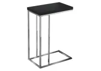 Monarch 25" Contemporary Chrome Metal Base C-Shaped Side Accent Table - Glossy Black Finish(m-1)