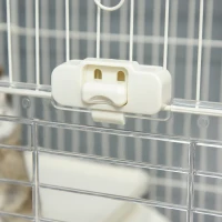 PawHut 2-Level Small Animal Cage Rabbit Hutch with Wheels, Removable Tray, Platform and Ramp for Bunny, Chinchillas, Ferret, White(m-10)