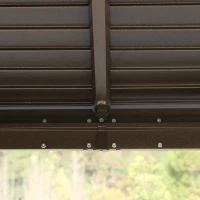 Outsunny 10' x 10' Hardtop Gazebo Canopy with Galvanized Steel Roof, Aluminum Frame, Hook, Outdoor Gazebo with Netting and Curtains for Patio, Garden, Backyard, Deck, Lawn, Light Brown(m-14)