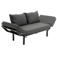 HOMCOM Single Person Chaise Lounger, Modern Sofa Bed with 5 Adjustable Positions, 2 Large Pillows, and Birch Legs, Charcoal Grey(m-1)