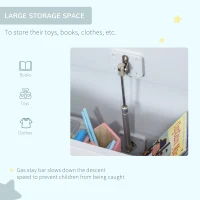 Qaba 2-in-1 Kids Wooden Toy Organizer Chest Storage Box with Seat Bench Cabinet Chunk Cube with Safety Pneumatic Rod Gray(m-4)