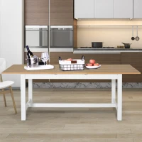 HomCom Expandable Folding Kitchen Dining Table with Elegant Natural Wood Design & Sturdy Construction - Natural(m-6)