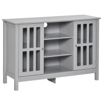 HOMCOM Sideboard, Buffet Cabinet, Coffee Bar Cabinet, Kitchen Cabinet with Storage Shelves, Slatted Framed Doors and Cable Management for Living Room, Gray(m-1)