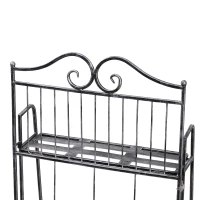 Outsunny 3-Tier Metal Folding Vintage Plant Stand Display Rack Bookshelf Unit Indoor Outdoor(m-6)