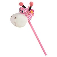 Qaba Giraffe Shaped Kid Sofa Flannel Covered Armchair Stick Horse Child Chair with Padded Seat for 18 to 36 Months, Pink(m-11)