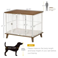 PawHut Dog Crate, Furniture Style Pet Cage Kennel, End Table, Decorative Dog House, with Soft Cushion, Wooden Top, Door, for Small & Medium Dogs, Indoor Use, Brown(m-3)