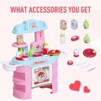 Qaba Baby Doll Bath Playset Kids Baby Nursery Set with Accessories for Boys Girls Ages 3-6 Years Pretend Play Set for Children Blue Pink(m-7)