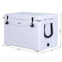 Outsunny 50 Quart Heavy Duty Ice Cooler Outdoor Insulated Cooling Box Easy Portable Cooling Bin White(m-3)