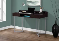 Monarch 48" Contemporary Compact Computer Writing Desk with Angular Legs - Cappuccino / Silver Metal(m-2)