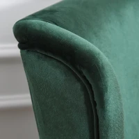 HOMCOM Retro High Back Upholstered Accent Chair Armless Velvet Living Room Chair with Curved Backrest and Birch Legs, Green(m-8)