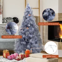 HOMCOM 7FT Christmas Tree Artificial Classic Tree Holiday Indoor Decoration, with metal Support 499 Tips, Grey(m-7)