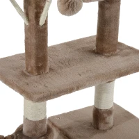 PawHut 53" Multi-Level Scratching Cat Tree Play House with Two Condos and Toys Light Brown(m-9)