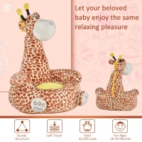 Qaba Giraffe Kids Chair Sofa Flannel Covered Armchair Stick Horse Child Chair with Padded Seat for 18-36 Months - Brown(m-4)