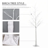 Outsunny 6Ft Birch Tree Fairy Light with 8 Light Modes and 88 LED Warm White Lights, Garden Decorative Lighted Twigs Tree for Festival, Party, Christmas, Indoor/Outdoor Use(m-4)