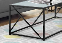 Monarch 47" Minimalist Glam Mirrored Top Metal Frame Accent Coffee Table - Black Nickel Finish(m-4)