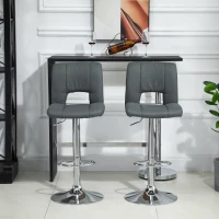 HOMCOM Modern Bar stool Armless Adjustable Height with Swivel Seat, Set of 2, Grey(m-7)