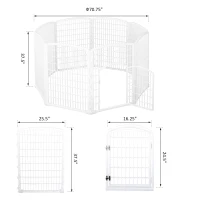 PawHut 8 Panel Dog Playpen Octagon Plastic Pet Crate Kennel Small Animals Portable Indoor White(m-3)
