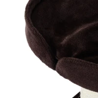 PawHut 28” Cat Padded Bed Scratching Post Kitten Play Tower, Brown and white(m-10)