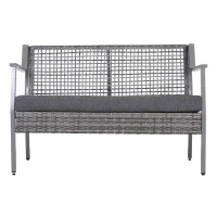 Outsunny 2-seat  Rattan Wicker Loveseat Bench Outdoor Patio Conversation Furniture All Weather(m-4)