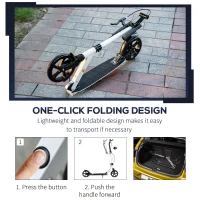 Soozier one-click Folding Kick Scooter for 14+ w/ Adjustable Handlebar, Push Scooter with Kickstand, Dual Brake System, Shock Absorber, 7.75'' Wheels & ABEC-7 Bearings, White(m-4)