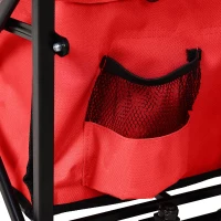 DURHAND Folding Push Pull Collapsible Wagon with Canopy and All-Terrain Wheels, Utility Rolling Cart Stroller for Beach and Shopping, Red(m-8)