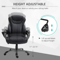 Vinsetto 4-Point Vibration Massage Executive Office Chair High Back Height Adjustable Padded Seat with Wheels, Black(m-8)