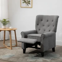 HOMCOM Linen Fabric Manual Recliner with Vibrating Massage and Wired Remote Control, Light Grey(m-8)