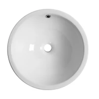 kleankin 18" x 18" Bathroom Vessel Sink, Porcelain Round bowl Art Design Basin Above Counter Ceramic Bathroom Vanity Sink, White(m-10)