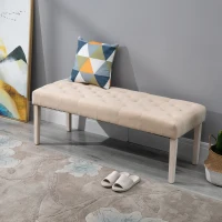 HOMCOM Modern Simplicity Household Bed End Footstool with Soft Sponge Cushion  52" W  Beige(m-1)